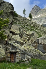 France, Alpes-Maritimes, parc national du Mercantour ( Mercantour national park), Haute-Vesubie, Gordolasque valley, old barn that served as the backdrop for the famous TV series Belle et Sébastien
