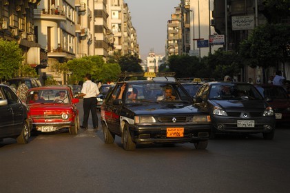 Egypt, Cairo, taxi in the traffic jam
