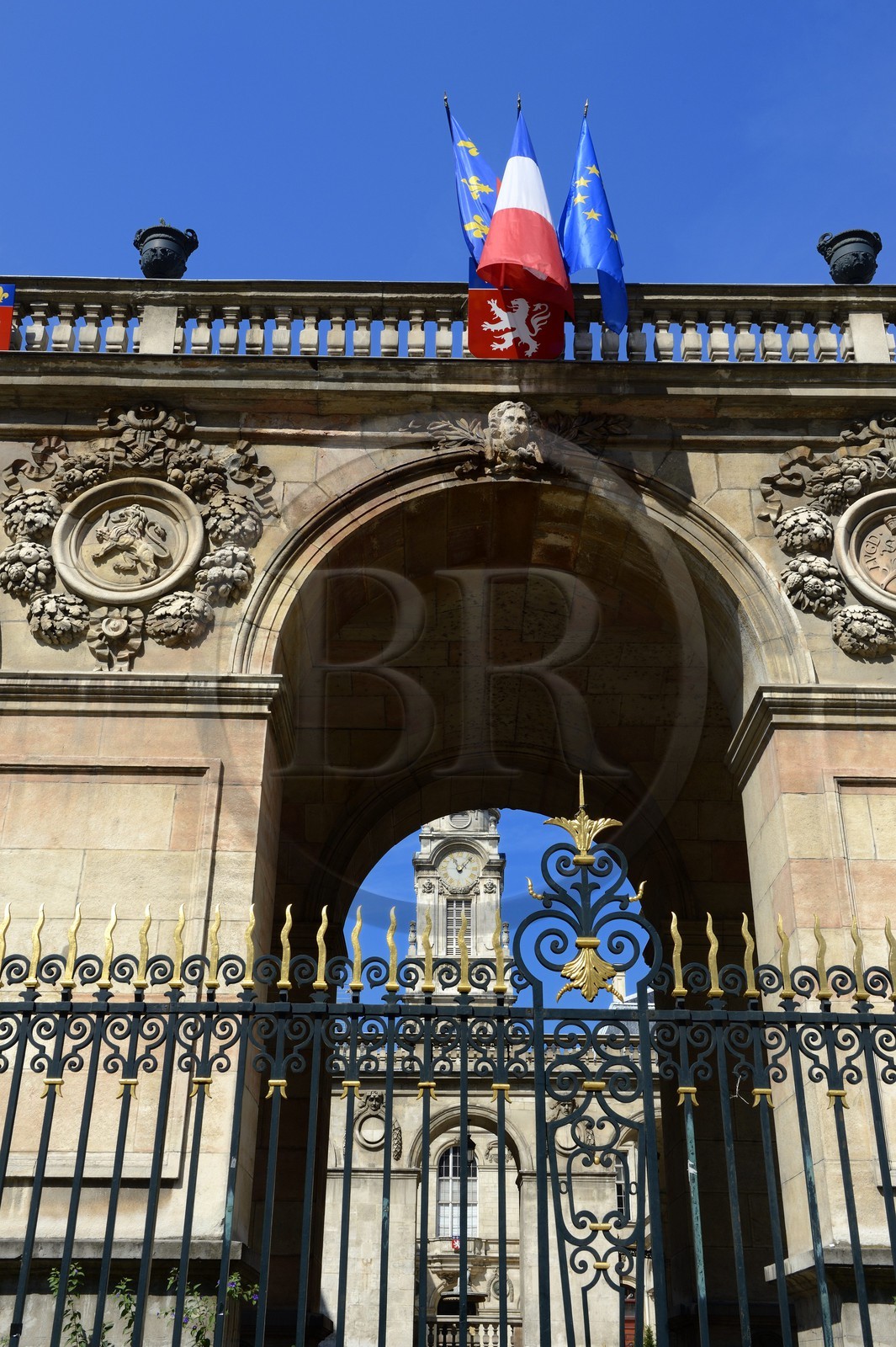France, Rhône (69), Lyon, site historique classé Patrimoine Mondial de l'UNESCO, l'Hôtel de Ville place des Terreaux