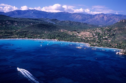 France, Corse du Sud, Santa Giulia bay in the south of Porto Vecchio (aerial view)
