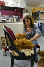 France, Paris, Garnier Opera, repair workshops, Nora Yalaoui furniture tapestry maker