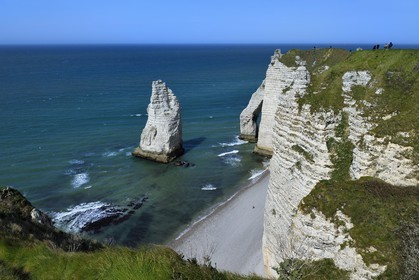 France, Seine-Maritime (76), Pays de Caux, Côte d'Albâtre, Etretat, la falaise d'Aval, l'Arche d'Aval et l'Aiguille