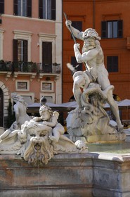 Italy, Lazio, Rome, historical center listed as World Heritage by UNESCO, Piazza Navona, fontana del Nettuno (fountain of Neptune) of Bernin