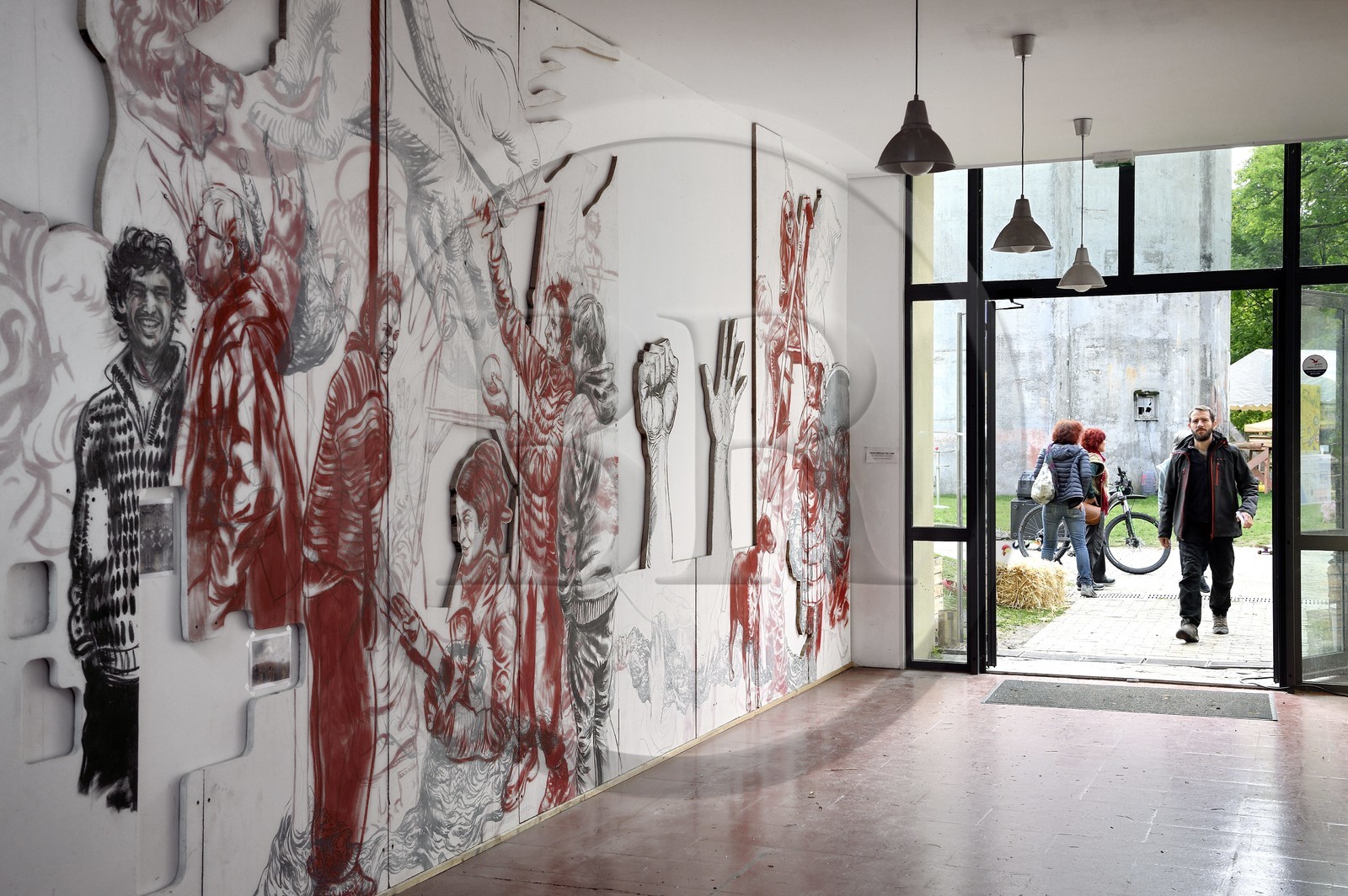 France, Haut-Rhin (68), Husseren-Wesserling, parc de Wesserling, batiment des ateliers lofts d'artistes