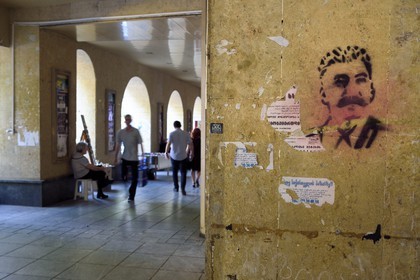 Georgia, Tbilisi, Merab Kostava street, graffiti representing Stalin