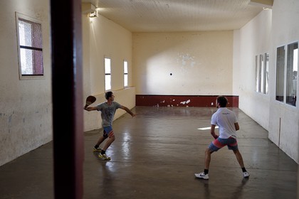 France, Pyrenees Atlantiques, Basque Country coast, Bidart, pala playing at the trinquet