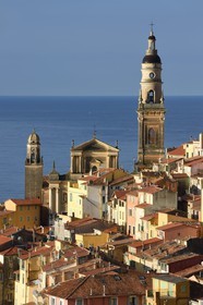 France, Alpes-Maritimes, Menton, old town dominated by the St Michel Basilica