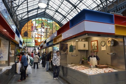 Espagne, Andalousie, Malaga, Mercado Central de Atarazanas, le marché aux poissons dans le marché central