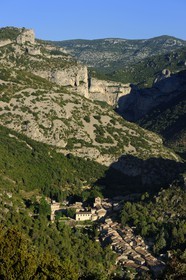 France, Herault, Saint Guilhem le Desert Medieval Village, Labelled Les Plus Beaux Villages de France (the Most Beautiful Villages of France), the valley of Gellone and the village in the hollows of the mountains of the Infernet