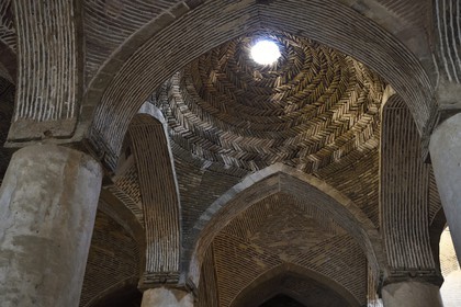 Iran, Isfahan Province, Isfahan, Jame Mosque, the domes of the north shabestan ceiling