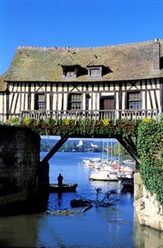 France, Eure, Vernon, old mill on an ancient bridge on the Seine river