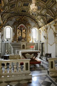 France, Haute Corse, Bastia, the Citadel district of Terra Nova, Chapel of the Holy Cross, at the center the Christ of miracles also called the Black Christ - U Christu Negru