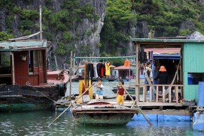 Vietnam, Quang Ninh Province, Halong Bay, listed as World Heritage by UNESCO, fishing floating village of Vong Vieng
