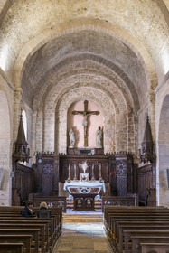 France, Aveyron (12), Causses et les Cévennes, paysage culturel de l'agro-pastoralisme méditerranéen, classés Patrimoine Mondial de l'UNESCO, Sainte-Eulalie-de-Cernon sur la route de Saint-Jacques-de-Compostelle, église Sainte-Eulalie