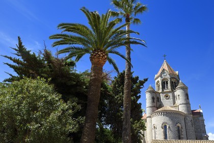 France, Alpes-Maritimes, Lerins Islands, Saint-Honorat island, Abbey of Lerins, the abbey church and monastery