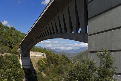 France, Haute-Corse (2B), Vivario, pont routier du Vecchio (Vechju)
