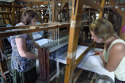 France, Var, Presqu'ile de Saint Tropez, Cogolin, the Manufacture Cogolin has been making rugs since 1924, most of them are woven by length on 19th century Jacquard hand looms