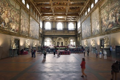 Italie, Toscane, Florence, centre historique classé Patrimoine Mondial de l'UNESCO, le Palazzo Vecchio, Salone dei Cinquecento (salle des Cinq-Cents)