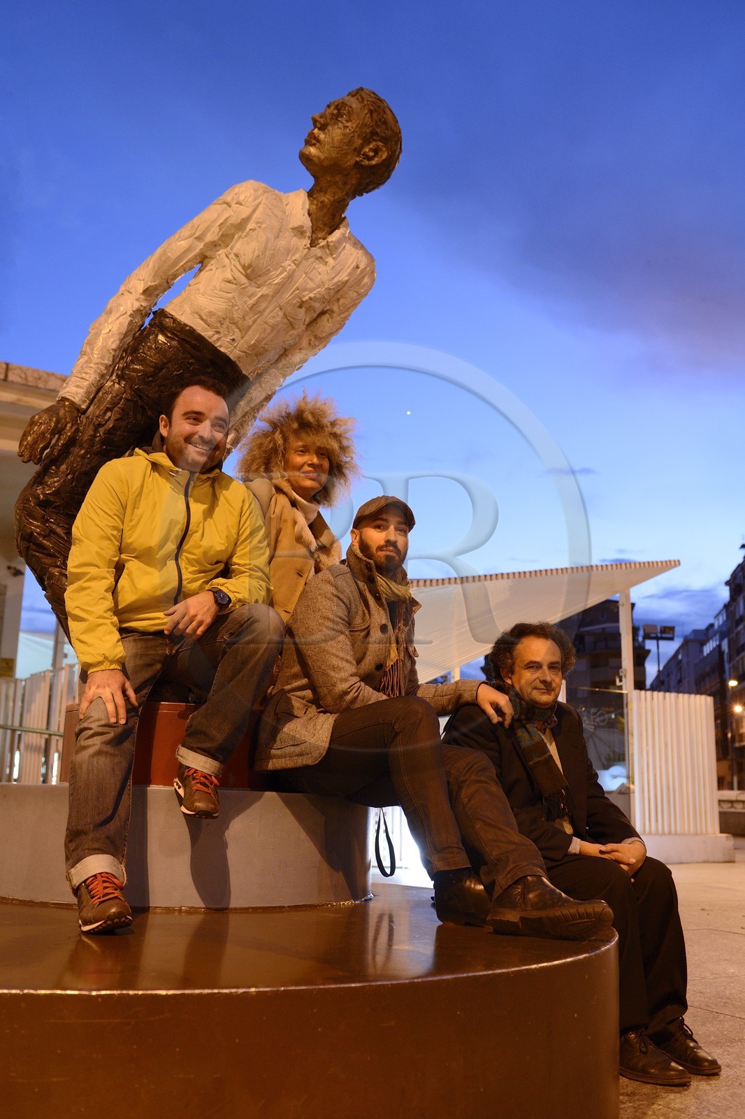 Espagne, Andalousie, Malaga, quartier Soho, centre d’art contemporain (CAC Malaga), quatre artistes de la scène locale de gauche à droite Javier Calleja, Owanto, José Luis Puche et Rafael Alvarado