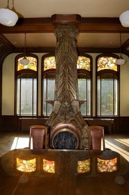 France, Meurthe-et-Moselle, Nancy, the Villa Majorelle of Art Nouveau style, dining room, fireplace designed by Alexandre Bigot