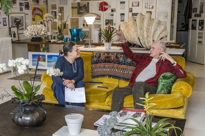 France, Paris, visual artist Jean-Pierre Raynaud in his studio apartment