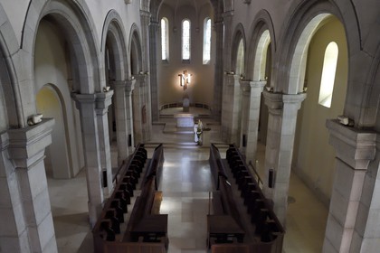 France, Alpes-Maritimes, Lerins Islands, Saint-Honorat island, Abbey of Lerins, the abbey church and monastery