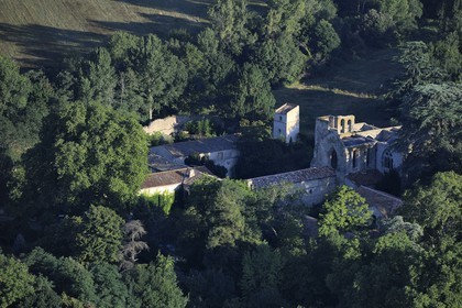 France, Aude, Saint-Martin-le-Vieil, the former Cistercian abbey of Villelongue (aerial view)
