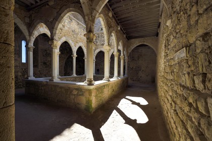 France, Alpes-Maritimes, Lerins Islands, Saint-Honorat island, Abbey of Lerins, the prayer cloister of the former fortified monastery raised in 1073