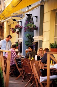 Lithuania (Baltic States), Vilnius, a restaurant outside café in Pilies street in the old town