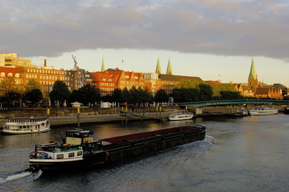 Germany, Bremen, the Weser river and the old town