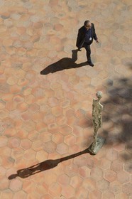 France, Alpes Maritimes, St Paul de Vence, Fondation Maeght by the architect Josep Lluis Sert, a museum of contemporary art, the Giacometti courtyard, Standing Woman II (1960) by Alberto Giacometti