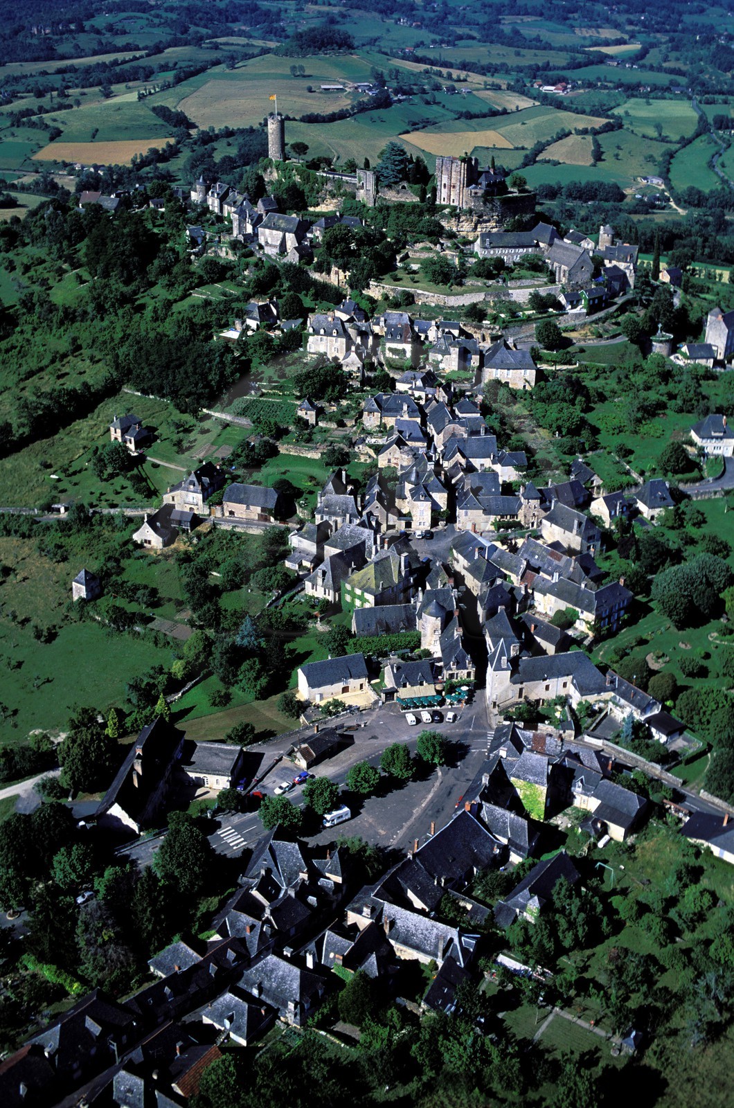 France, Corrèze (19), Turenne, labellisé Les Plus Beaux Villages de France (vue aérienne)