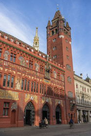 Suisse, Bâle, Marktplatz (place du marché), l'Hôtel de Ville (Rathaus)