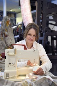 France, Haut Rhin, Mulhouse, Museum of Printed Textiles, Marie-Jo Gebel creator of the official Christmas fabric of the city of Mulhouse, here that of 2021