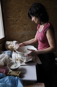 France, Gard, region of the Pays d'Uzege, Saint-Quentin-la-Poterie, Christine Carotenuto at the pottery workshop Les Animals