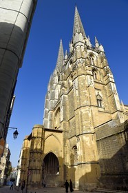 France, Pyrenees Atlantiques, Basque Country, Bayonne, porch and spires of St. Mary's Cathedral