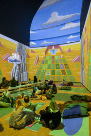 France, Paris, Bois de Boulogne, the Louis Vuitton Foundation by architect Frank Gehry, David Hockney exhibition 25, Hockney Peint l'Opéra, a musical and visual adaptation designed especially for this hall from his drawings and sets for various operas