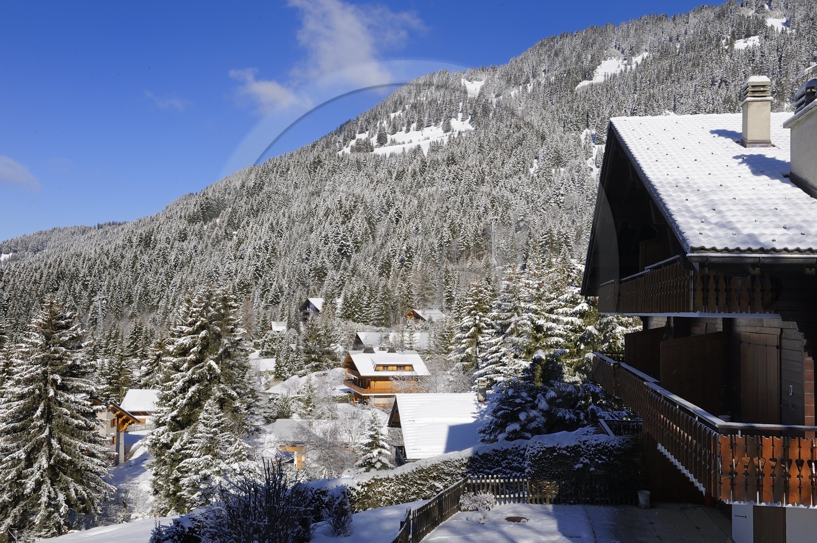 Suisse, Canton de Vaud, Villars sur Ollon, chalet sous la neige