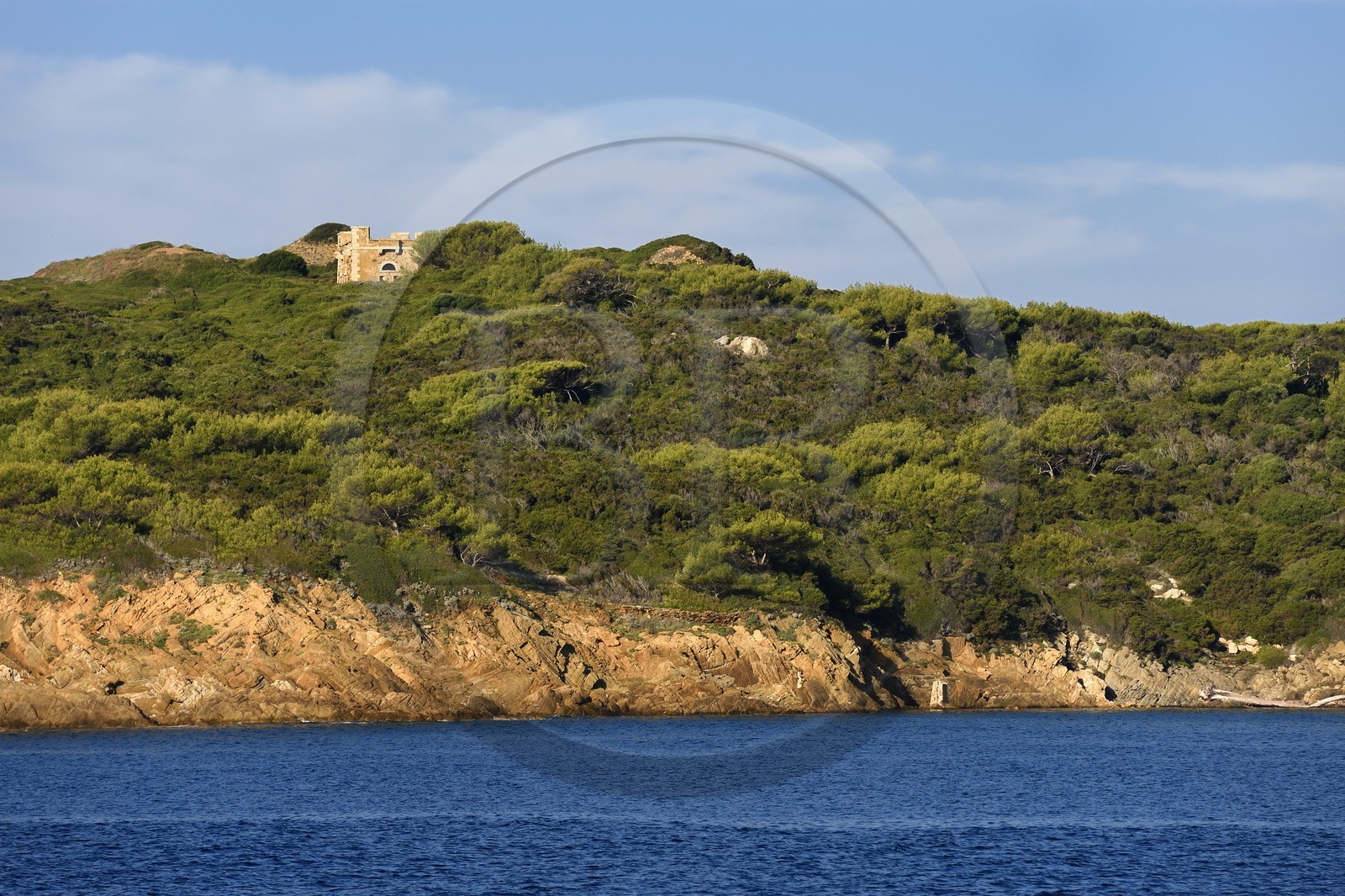 France, Var (83), Iles d'Hyères, parc national de Port Cros, Ile de Port-Cros, fortin sur l'Ile de Bagaud qui est une réserve intégrale