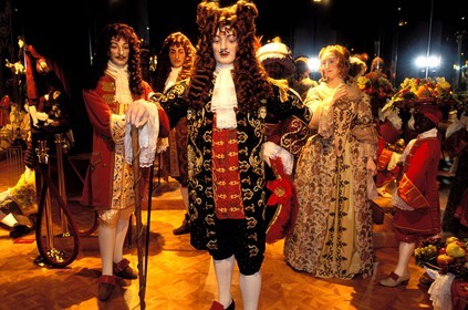 France, Paris, Grevin museum, historic scene of wax characters : King Louis XIV and his court