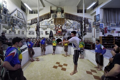 Iran, Isfahan Province, Isfahan, home of force (Zurkhaneh) where traditional Iranian national sport called Varzesh-e Pahlavani (Pahlevani and zoorkhaneh rituals) is practiced