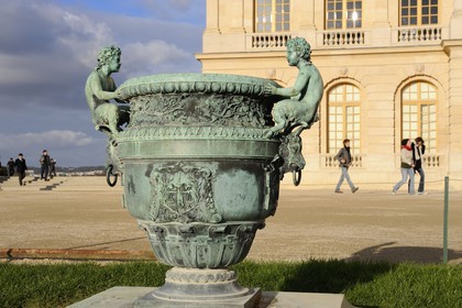 France, Yvelines, Chateau de Versailles, listed as World Heritage by UNESCO, one of the bronze vases surrounding the castle