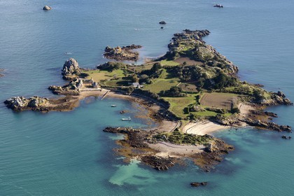 France, Cotes-d'Armor, Paimpol, Saint-Riom Island (Saint-Rion Island) (aerial view)