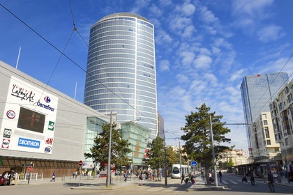 France, Rhone, Lyon, la Part-Dieu district, the La Part-Dieu Shopping Centre and the Tour Oxygene skyscraper
