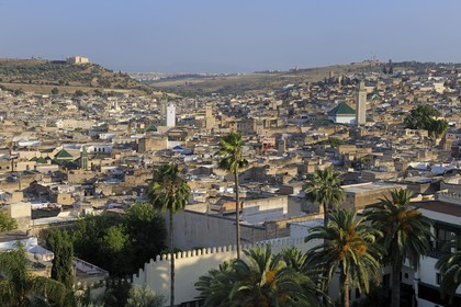 Maroc, Moyen Atlas, Fès, ville impériale, médina classée Patrimoine Mondial de l'UNESCO, Fès el Bali depuis le palais Jamai