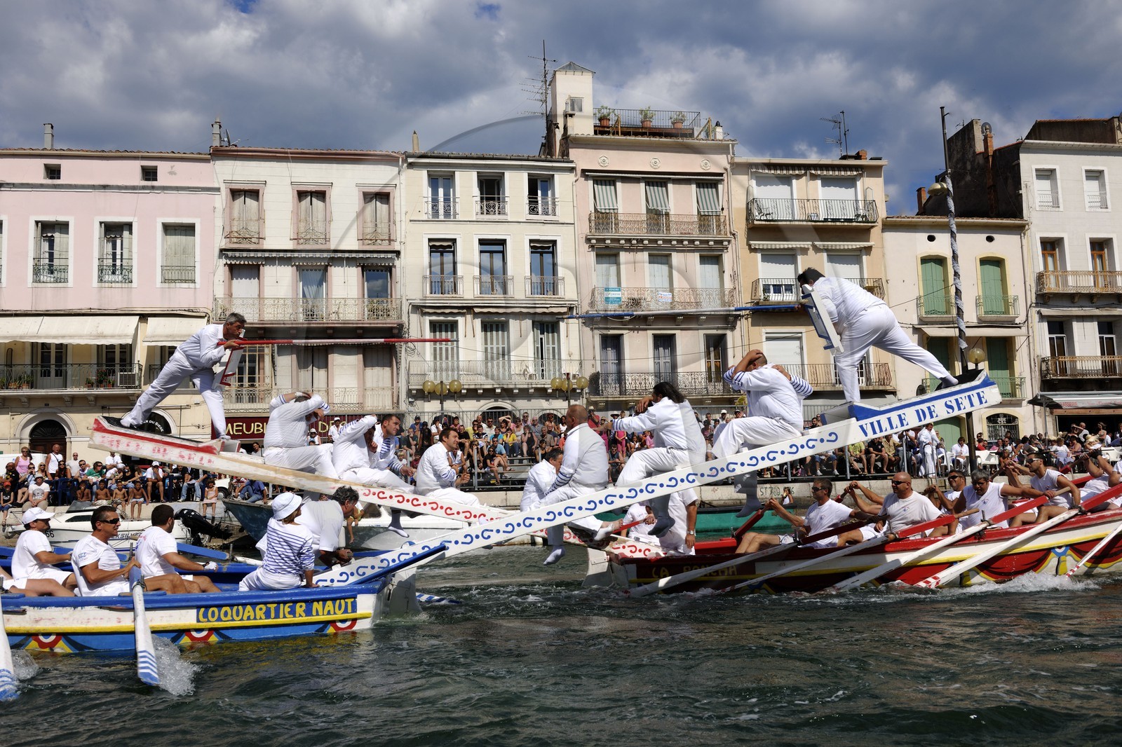 France, Hérault (34), Sète, canal Royal, fête de la Saint Louis, joutes sètoises France, Hérault (34), Sète, canal Royal, fête de la Saint Louis, joutes sètoises