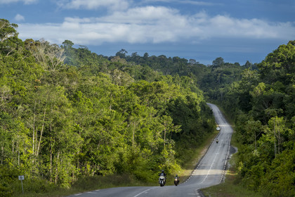 France, Guyane, Mana, la route nationale 1 (N1) reliant Cayenne à Saint-Laurent-du-Maroni