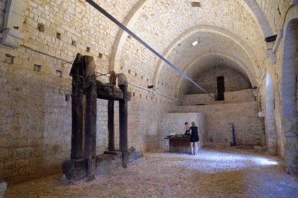 France, Var, the Thoronet cistercian abbey, remains of the grape press in the cellar