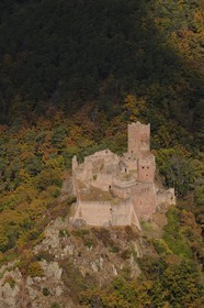 France, Haut Rhin, Ribeauville, Saint-Ulrich Castle (aerial view)