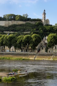 France, Indre et Loire, Loire Valley listed as World Heritage by UNESCO, Chinon, view of the city and the castle from the south bank of the Vienne